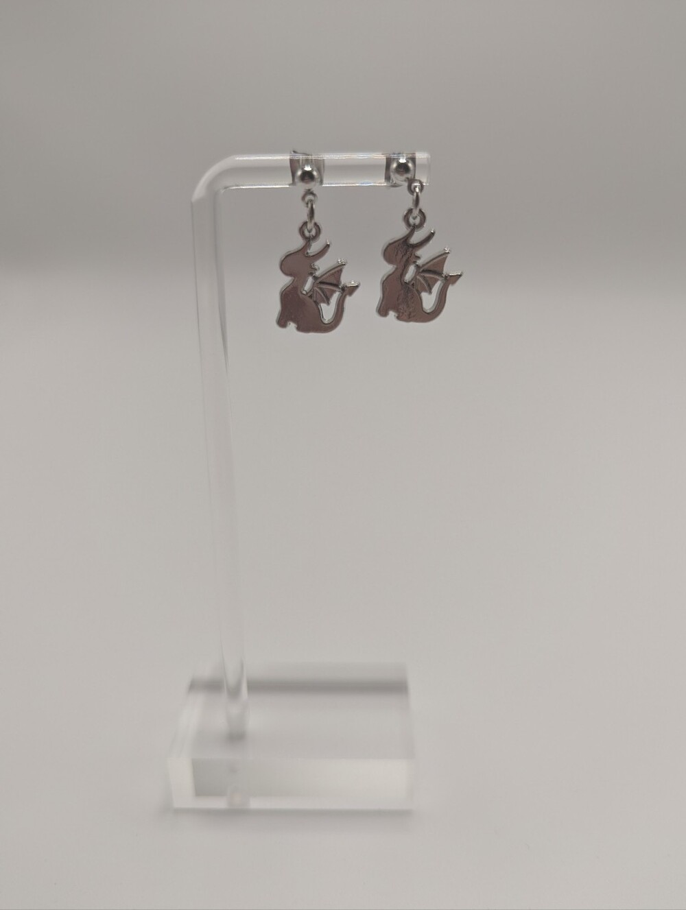 Silver-tone Dragon Charm Drop Earrings